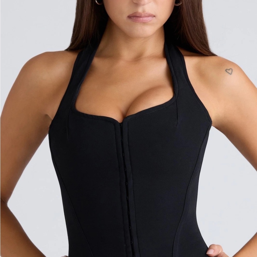 House of CB Black Halter Corset Top